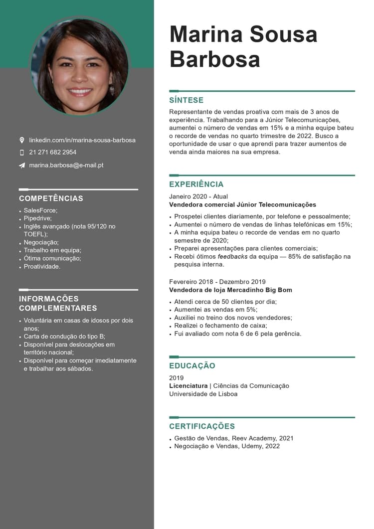 Curriculum Vitae Portugu s Gr tis Modelos Para 2025