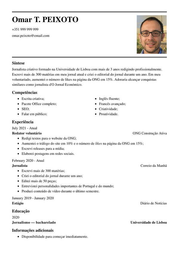 Curriculum vitae português online